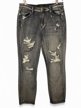 Judy Blue Boyfriend Distressed Jeans Size 13/31 Cropped Stretch Skinny